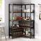 Tribesigns Large Corner Wine Rack 5-Tier L Shaped Industrial Freestanding Floor Bar Cabinets for Liquor and Glasses Storage